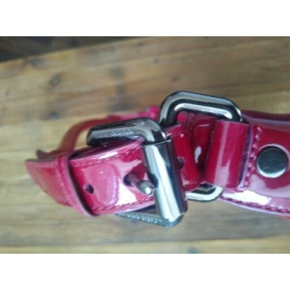 BURBERRY red burgundy pleated buckle zippatent leather hobo shoulder bag Holiday